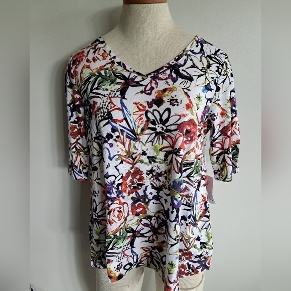 HABITAT clothes to live in abstract colorful tunic top short sleeve cotton SM - Picture 4 of 4